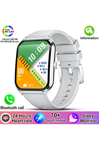 Choice7 Silver New For Ultra Thin Smart Watch Men AMOLED HD Screen Always Sho...