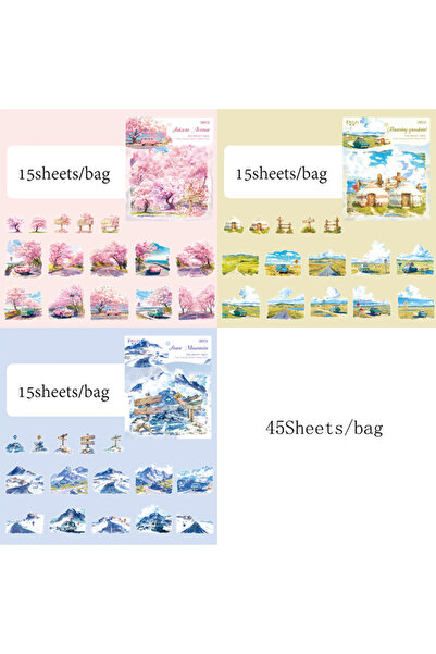 Choice1 S25819-456 ماركة Mr Paper، 45 قطعة/كيس، مجموعة ملصقات PET بتصميم المن...