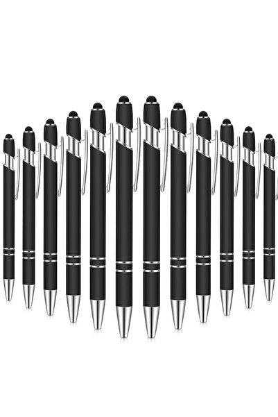 Choice3 12 pcs black 12 Pcs of Metal Aluminum Handle Push Pen Simple Can be U...