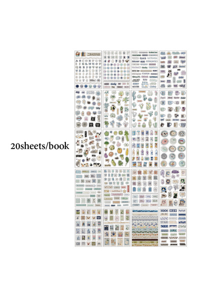Choice1 S31436-2 Mr.Paper 20 Sheets PET Sticker Book, Cute Embroidered Style ...