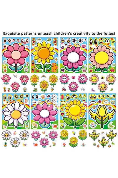 choice2 8pcs 8/16/24PCS Cute Flower Puzzle Creative Stickers DIY Cartoon Stic...