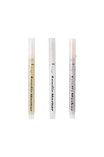 Choice1 1white 1Silver 1Gold 3Pcs/Set High-gloss Acrylic Markers Gold Silver ...