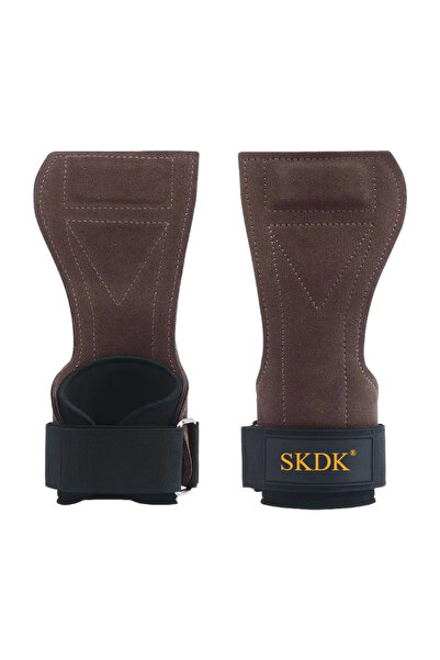 Choice Brown (2Pcs) 2Pcs Cowhide Gym Gloves Grips Anti-Skid Weight Power Belt...
