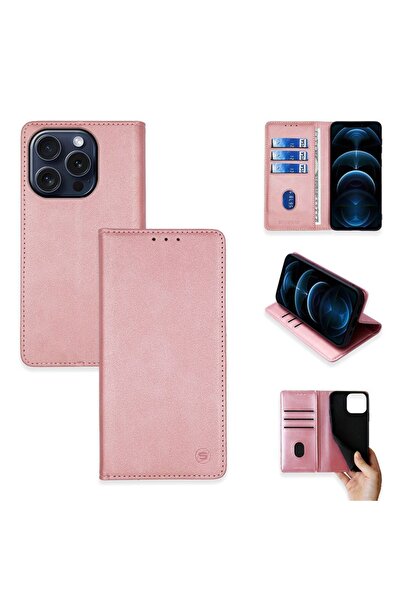 Sonique Θήκη Πορτοφόλι Vintage Magnet Wallet Apple iPhone 15 Pro Ροζ Χρυσό