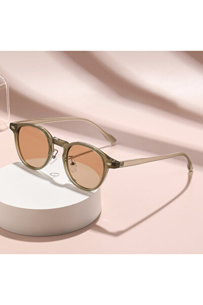 Choice Brown Fashionable and trendy small round-frame glasses versatile UV pr...