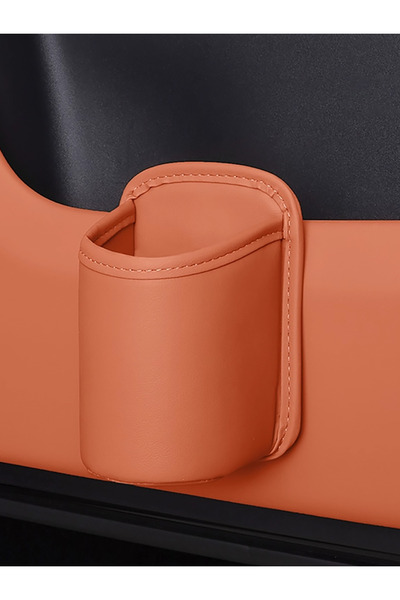 Choice Orange PU leather car cup holder storage -2-in-1 car beverage holder a...