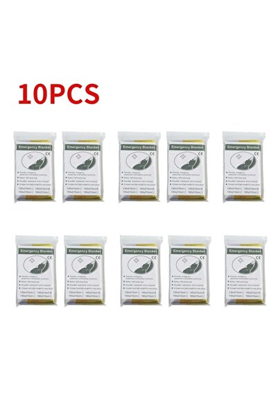 Choice5 10 قطع - بطانية نجاة للطوارئ ذهبية وفضية مقاس 130x210 سم - رقائق حرار...