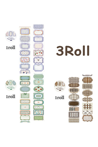 Choice A 3 Rolls Vintage Label Washi Tape, Journal Scrapbooking Supplies, Gif...