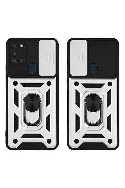 Sonique Θήκη Ring Armor CamPro για Samsung Galaxy A21s Ασημί