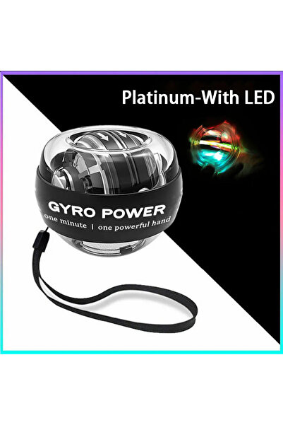 Choice7 كرة قوة المعصم البلاتينية مع إضاءة LED، كرة جيروسكوبية ذاتية الرفع لت...