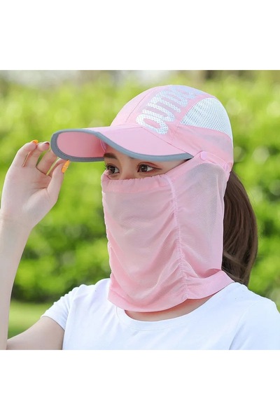 Choice3 pink Sunscreen Hat with Foldable Portable Face Covering UV Protection...