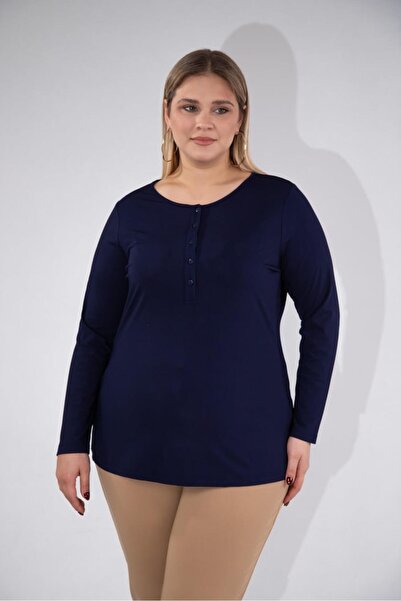 Roxxlen Women's Plus Size Button Detailed Blouse