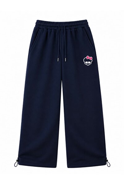 zaee Kitty Skull Embroidered Adjustable Leg Baggy Sweatpants