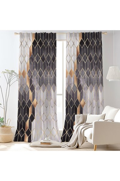 Hanna Home Modern Antrasit Gri Geometrik Desenli Kadife Görünümlü Yatak Odası...