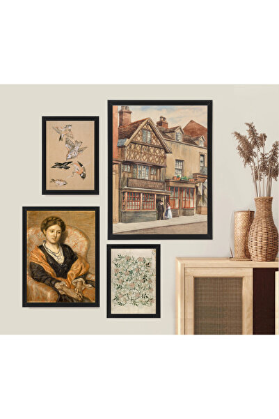 Boomah Accessories Set of 4, Vintage Classic Artwork Collection Poster with F...