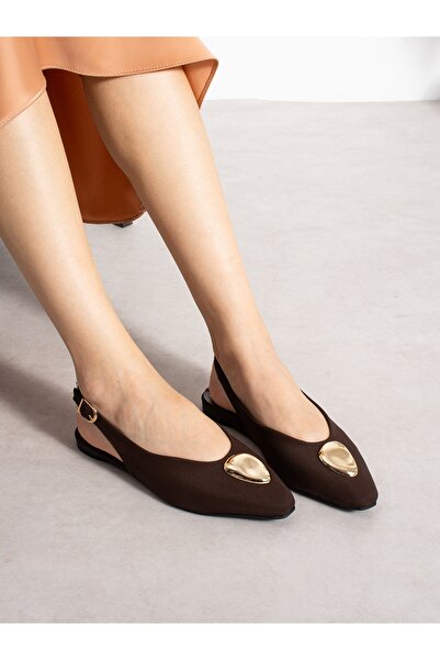 ALEMDAR AYAKKABI Vassero Brown Buckle Detail Women's Ballerinas
