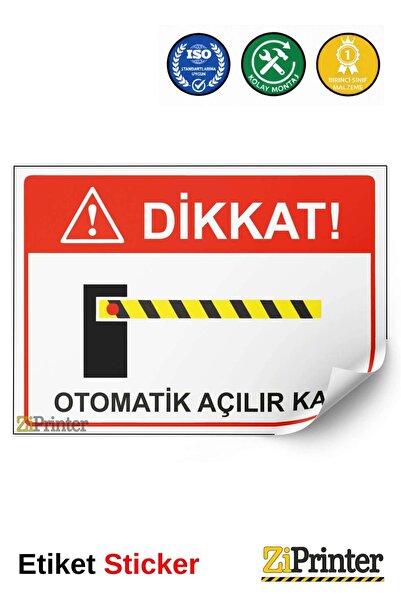 ZiPrinter انتبه! ملصق لافتة تحذيرية للباب الأوتوماتيكي القابل للفتح مقاس 15 ×...