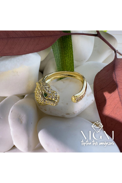Twin Store Brass Ring with Zircon Stone Overlay - Yz-0127-C