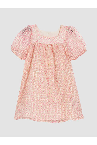LC Waikiki Nevavm Square Collar Girls' Lace Dress with Difference