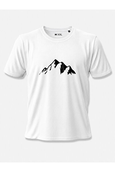 North Whiskers Mountain Silhouette Printed 100% Cotton Unisex White T-Shirt