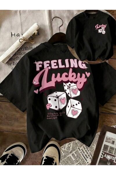 LELVANİ ŽENSKA RUŽIČASTA MAJICA SA ŠTAMPOM KOCKICA "FEELING LUCKY"