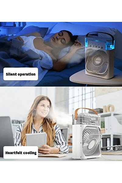 RADOON Yeni Nesil Taşınabilir Hava Nemlendirici Aydınlatmalı Hız Kademeli Soğutucu Fan Mini Klima