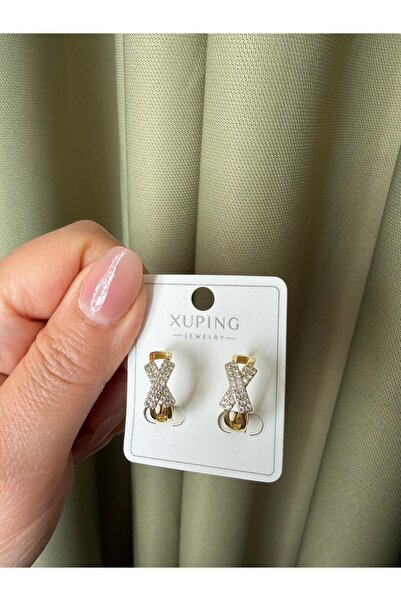 XUPING JEWELRY أقراط نسائية ذهبية بتصميم فيونكة مرصعة بحجر الزركون من TuelaTa...