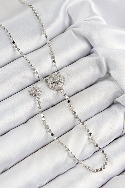 ETC Brass Zircon Stone Crushed Chain Medallion Model Silver Color Y Necklace ...