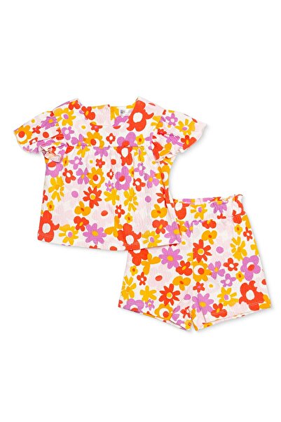 ebebek Hello Baby HelloBaby Kız Bebek Bluz-Şort Çiçek Baskılı Bisiklet Yaka S...