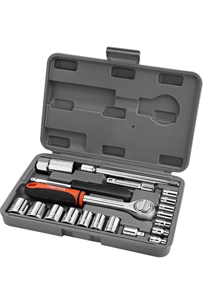 ValueMax 21-Piece Socket Wrench Set, 1/4" & 3/8" Drive, Carbon Steel Metric S...