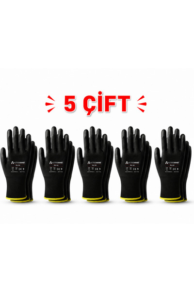 ACTIVEHAND PU-101 PU Kaplama İş Eldiveni – 5 Çift Paket