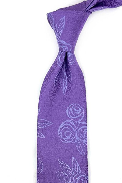Kravatkolik Lilac Motif Silk Tie İk2389
