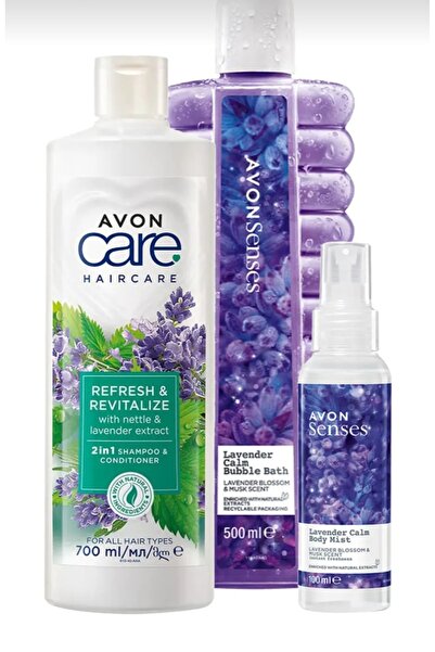 AVON ŞAMPUAN 700 ML .DUŞ JELLI 500 ML.VE LAVANTALI VÜCUT SPREYI 3 SET