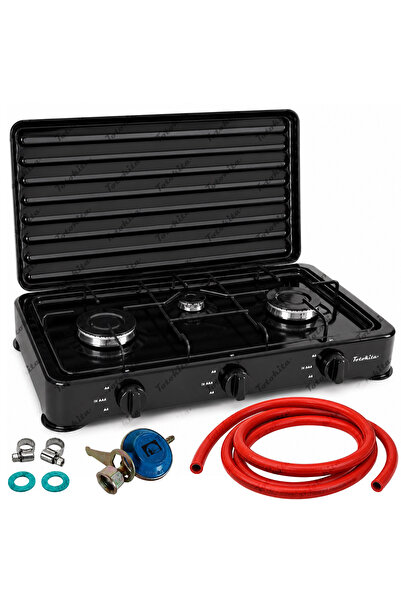 OEM Aragaz 3 ochiuri portabil pe gaz, pentru butelie GPL, 5.4 kW, set cu regu...