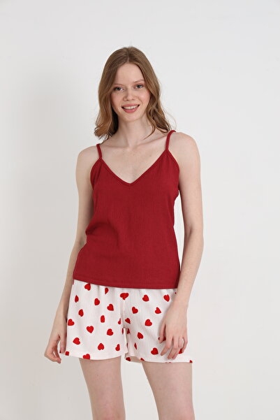 ELİTOL Bürümcük Knitted Spaghetti Strap Women's Shorts Set