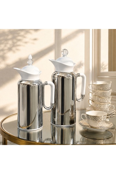 Generic Silver Thermos Set Warm Touches of Silver Pointing to Family Gatherin...