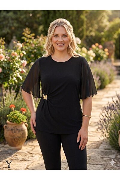 EMZAGİYİM Sleeveless Chiffon Butterfly Buckle Detailed Blouse