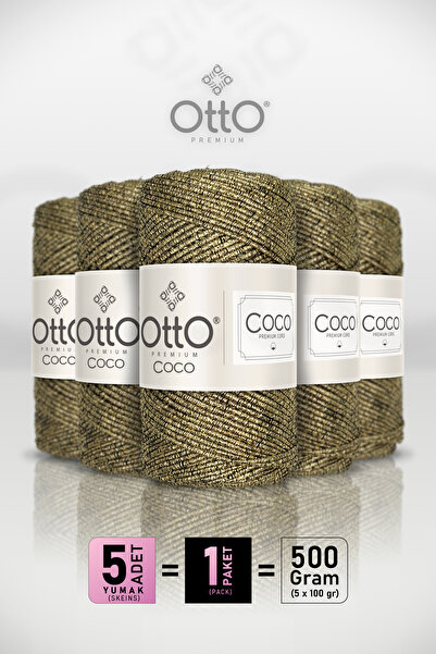 Otto Coco - Gold - 5-Pack - 2Mm/100Gr/125M - Glitter Cotton Bag and Accessory...