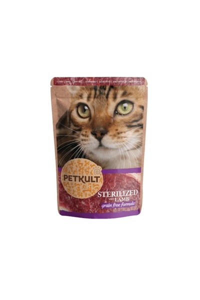 PetKult Hrana umeda pentru pisici Petkult, Sterilized, Miel, 10x100g