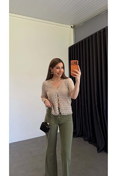 elif teke Elegant Knitted Beige Blouse