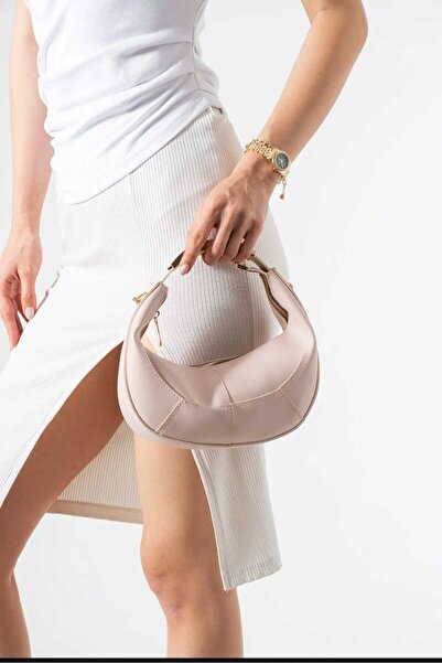 ÖZÜM ÇANTA Emmy Model Women's Hand and Shoulder Crossbody Bag Powder