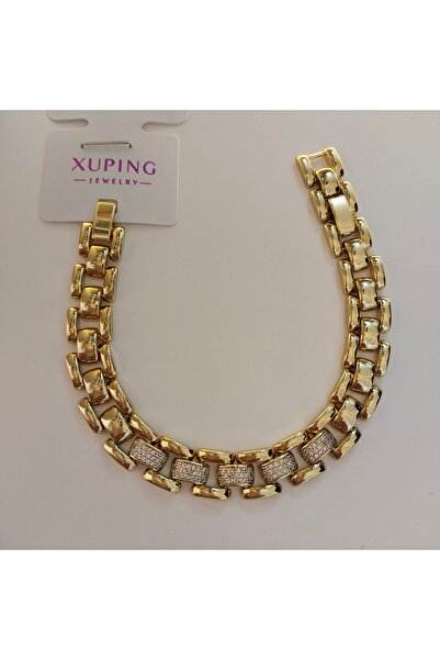 XUPING JEWELRY Xuping Jewelery Zirkon Taşlı Kalın Zincir Bileklik