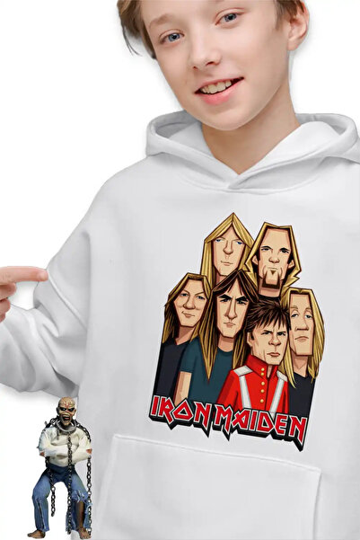 OEM Детски суичър за момчета с качулка, Iron Maiden, анимационен, хеви метъл