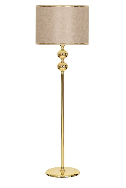 Vinner Gold Kaplama 2 Top Metal Düz Tek Ayak Lambader Şık Salon Köşe Lambası