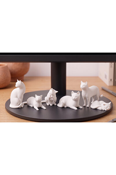 LUBIKO STUDIO Lubiko 6'lı Minimalist Minyatür Kedi Figür Seti Monitör Buddy T...