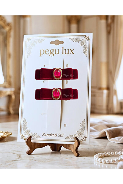 pegu baby collection Set de 2 agrafe de păr din catifea burgundy, stil mini l...