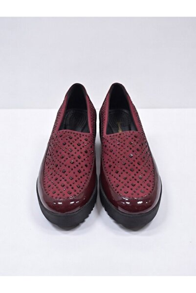 Liarca Stoned Burgundy Thick Sole Women's Daily Comfort Red Shoes Non-Slip Sole