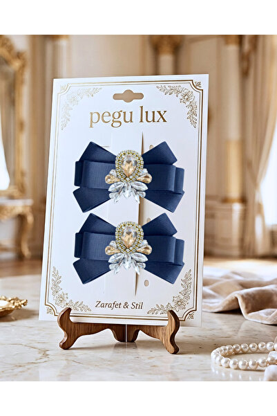 pegu baby collection Set de 2 agrafe de păr cu panglică grograin, albastru în...