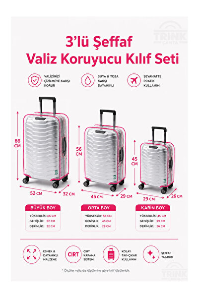Trink Çanta Transparent Luggage Protective Cover and Suitcase Protective Cove...