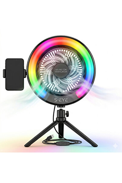 s-Eye Lampa Inel Ring Light cu Ventilator Integrat, Trepied si Suport Telefon...